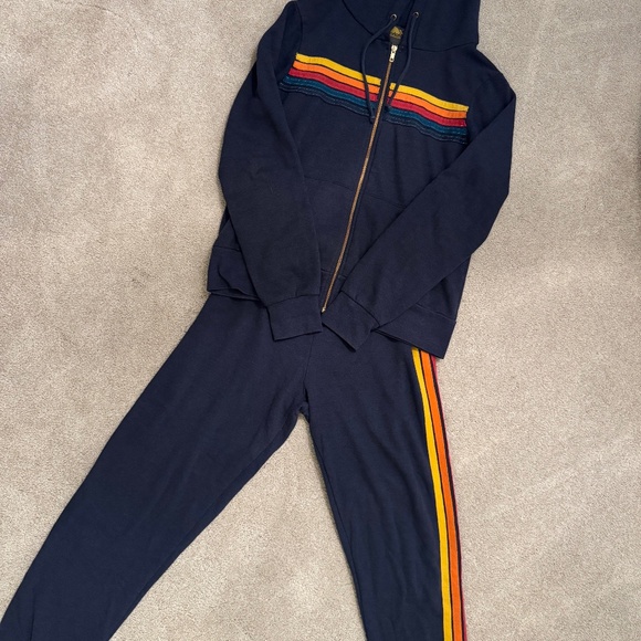 Aviator Nation Pants - Aviator Nation navy blue 5 stripe hoodie set (S)